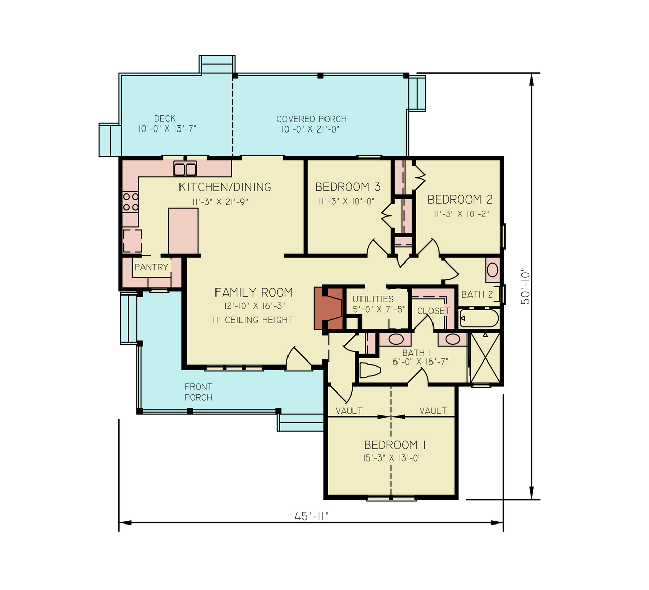 Farmhouse House Plan - Donna 3 53873 - 1st Floor Plan