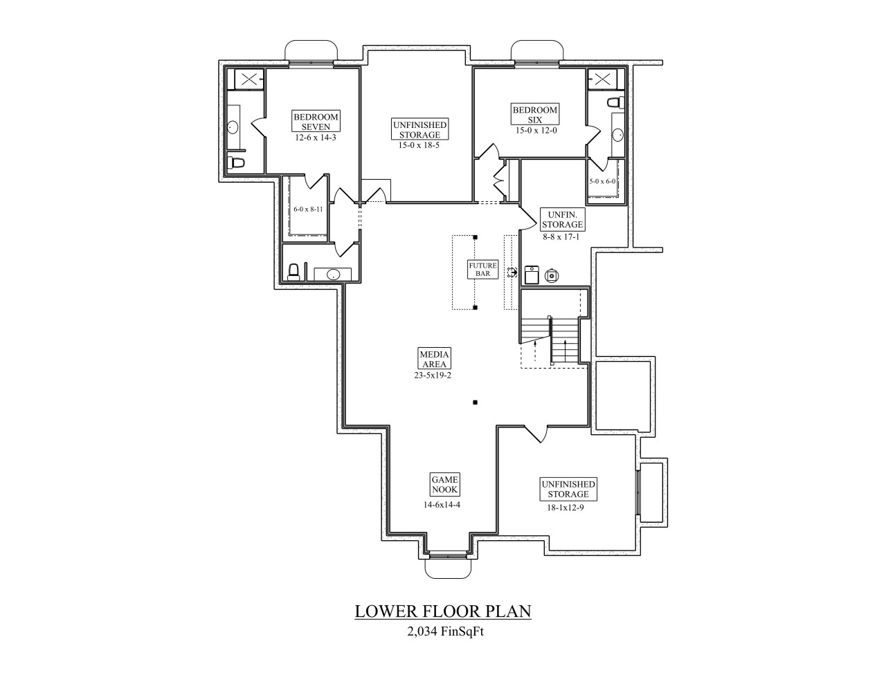 Contemporary House Plan - Baseline 25175 - Basement Floor Plan