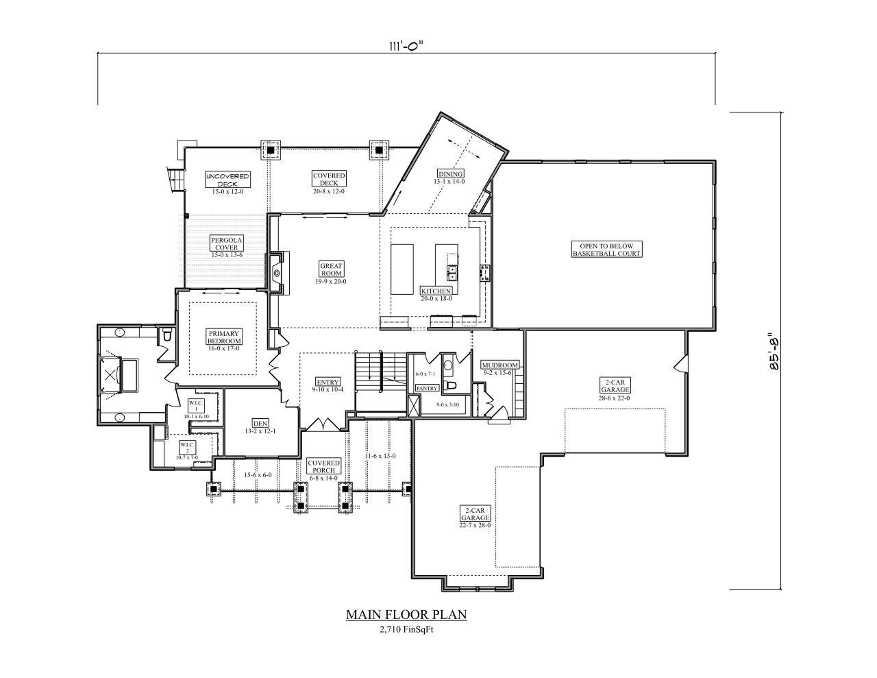 Mountain Rustic House Plan - Coal Bridge 65996 - 1st Floor Plan
