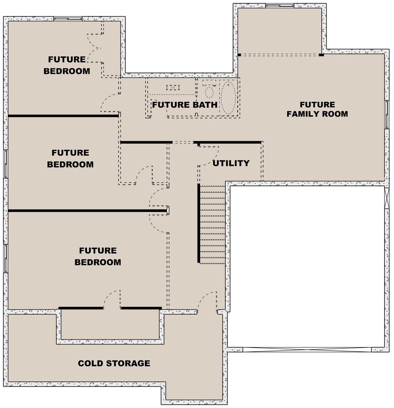 Farmhouse House Plan - The June Bug 44029 - Basement Floor Plan