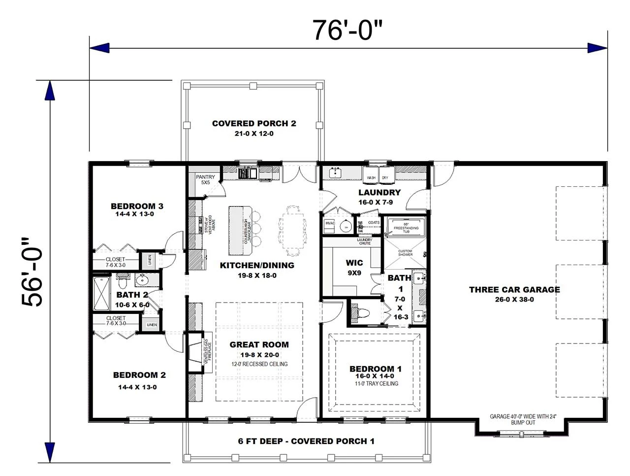 Farmhouse House Plan - 71321 - 1st Floor Plan