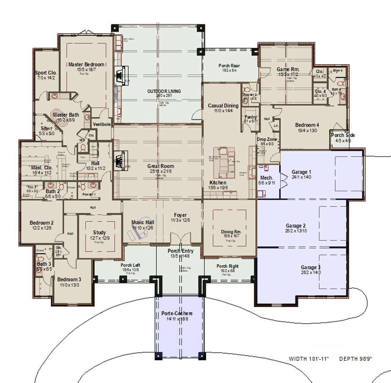 French Country House Plan - Summit Place 55797 - 1st Floor Plan