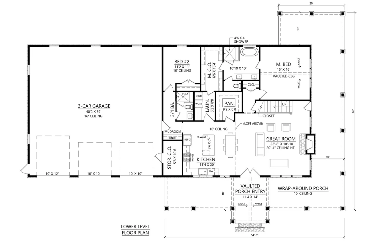 Farmhouse House Plan - Cedar Bluff 87785 - 1st Floor Plan