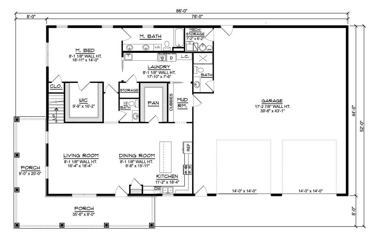 Farmhouse House Plan - 80843 - 1st Floor Plan