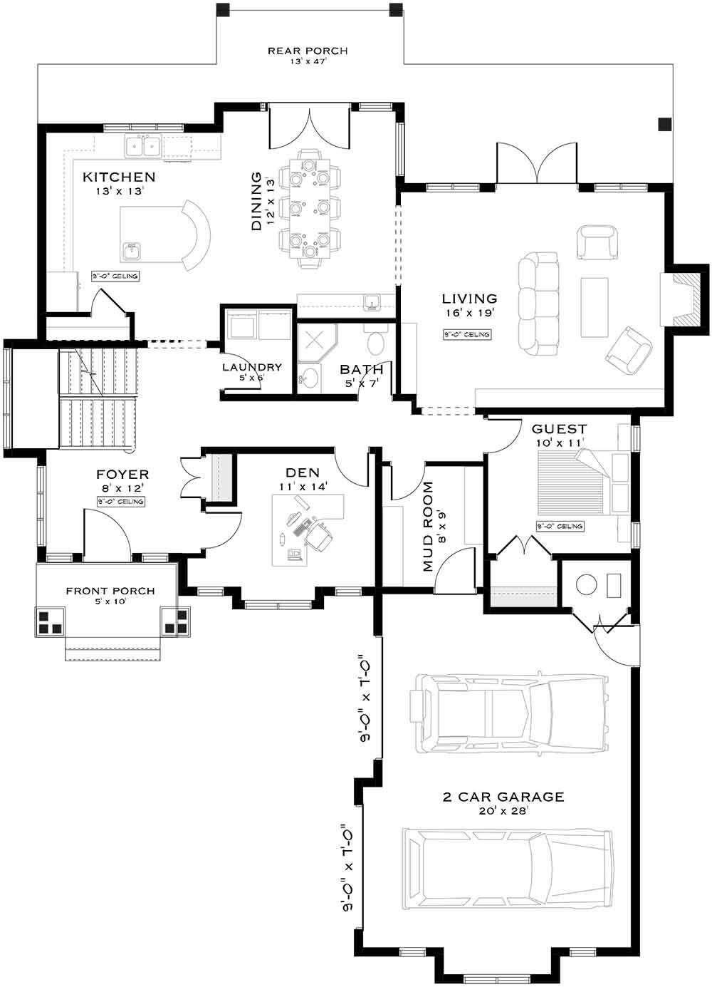 Craftsman House Plan - Condor Place 86256 - 1st Floor Plan