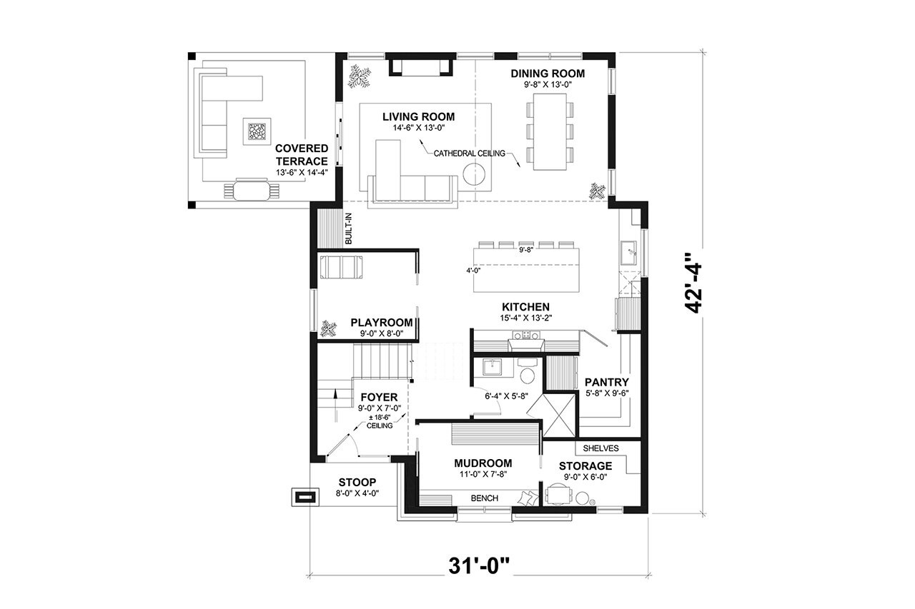 Traditional House Plan - Whitehill 84297 - 1st Floor Plan