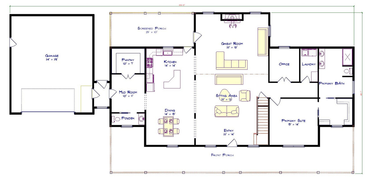 Farmhouse House Plan - Sundance 99034 - 1st Floor Plan