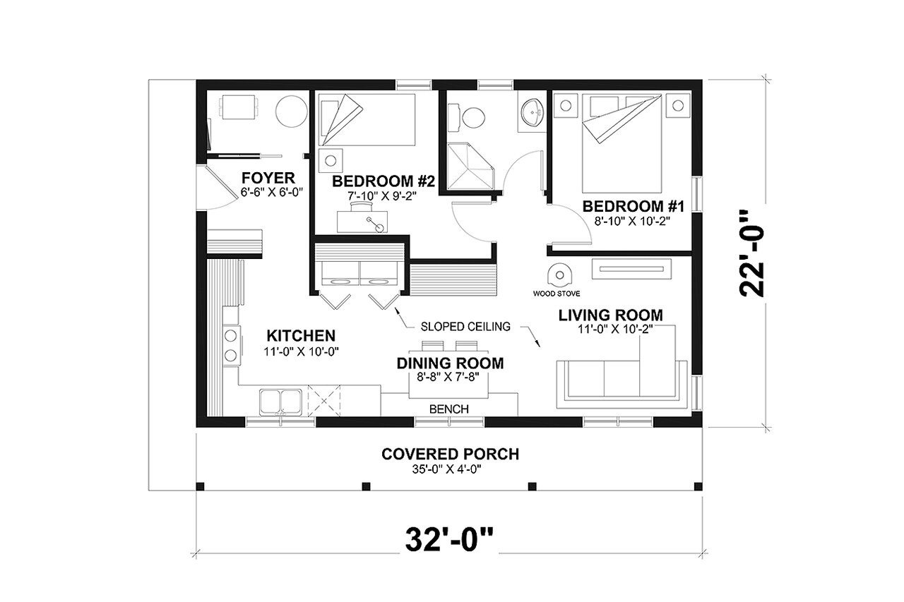 Cottage House Plan - Great Escape 35255 - 1st Floor Plan