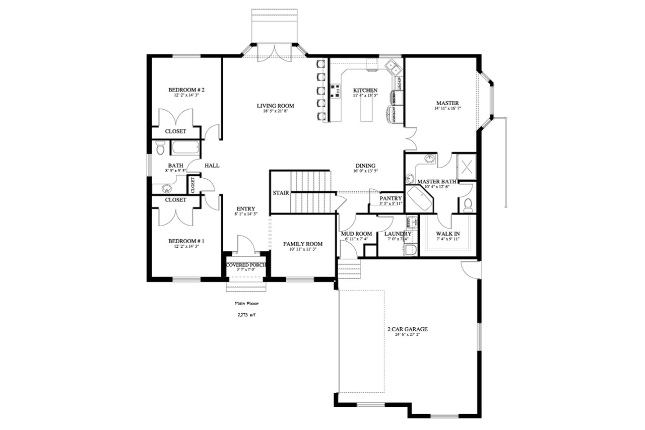 Ranch House Plan - Berg 72759 - 1st Floor Plan