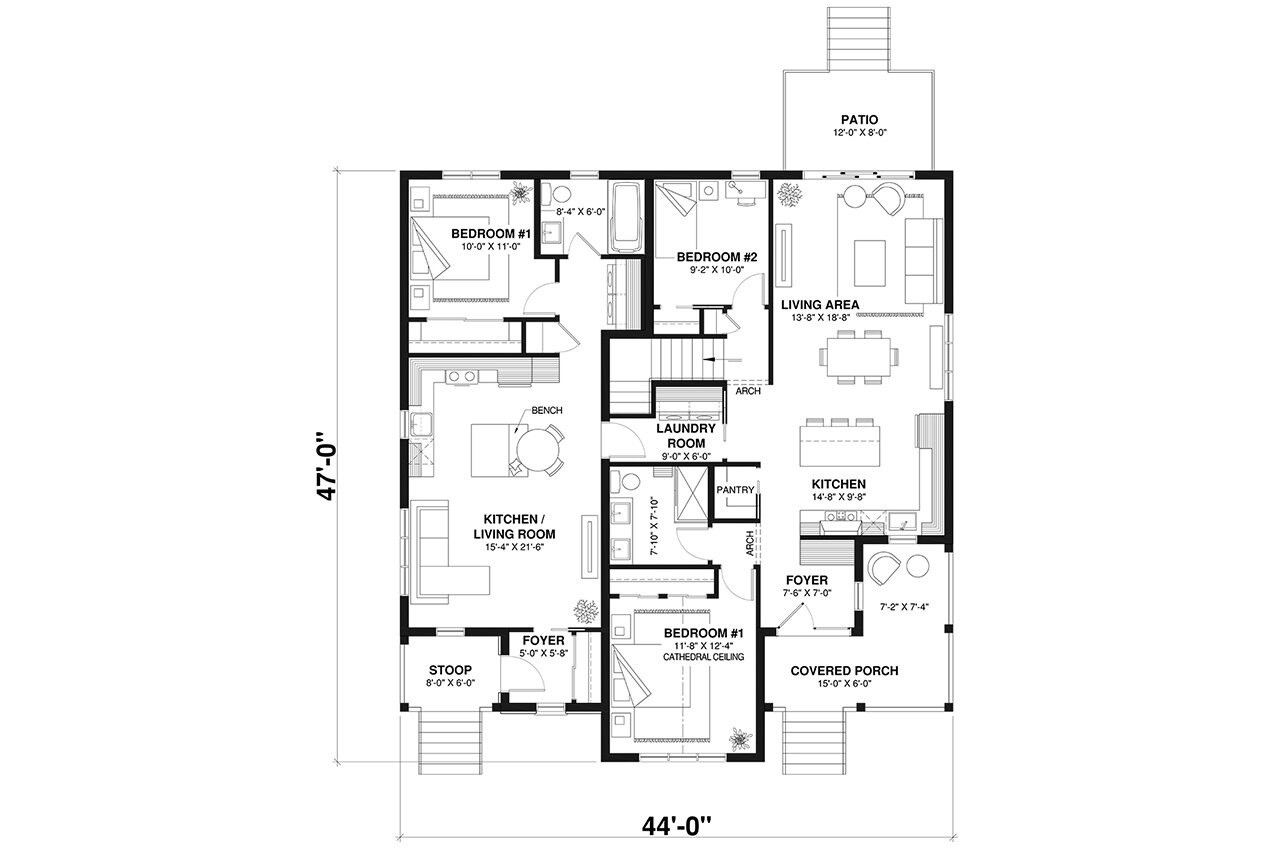 Farmhouse House Plan - Malvern 55269 - 1st Floor Plan