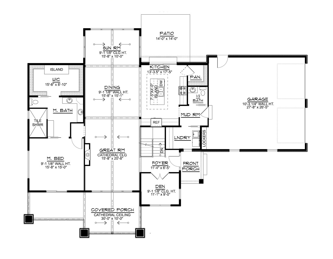 Country House Plan - 71515 - 1st Floor Plan