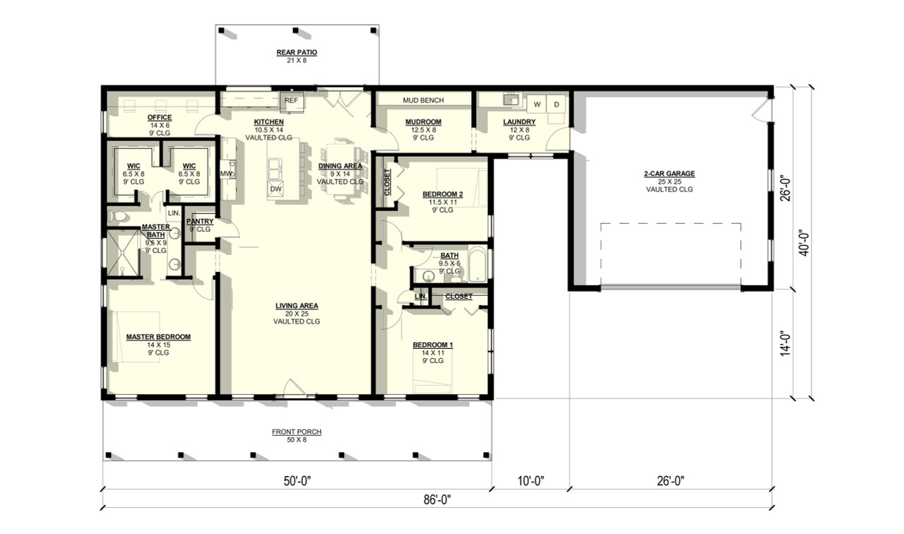 Farmhouse House Plan - Carnation #4 59014 - 1st Floor Plan