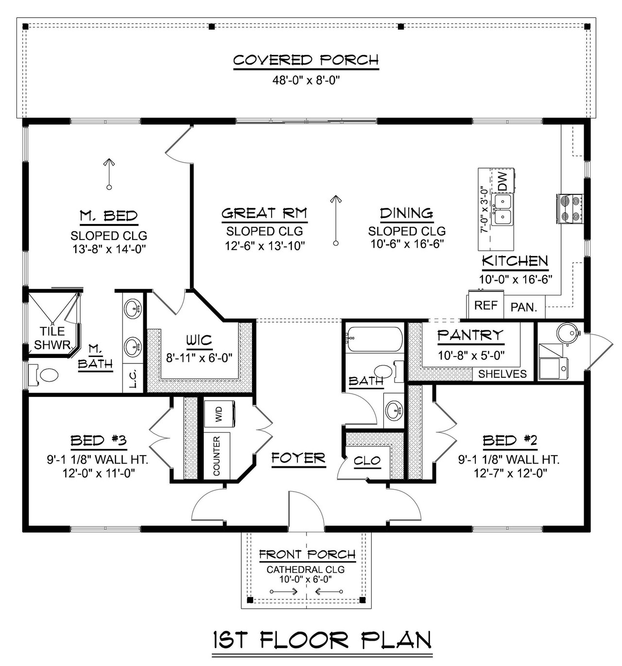 Contemporary House Plan - 98809 - 1st Floor Plan