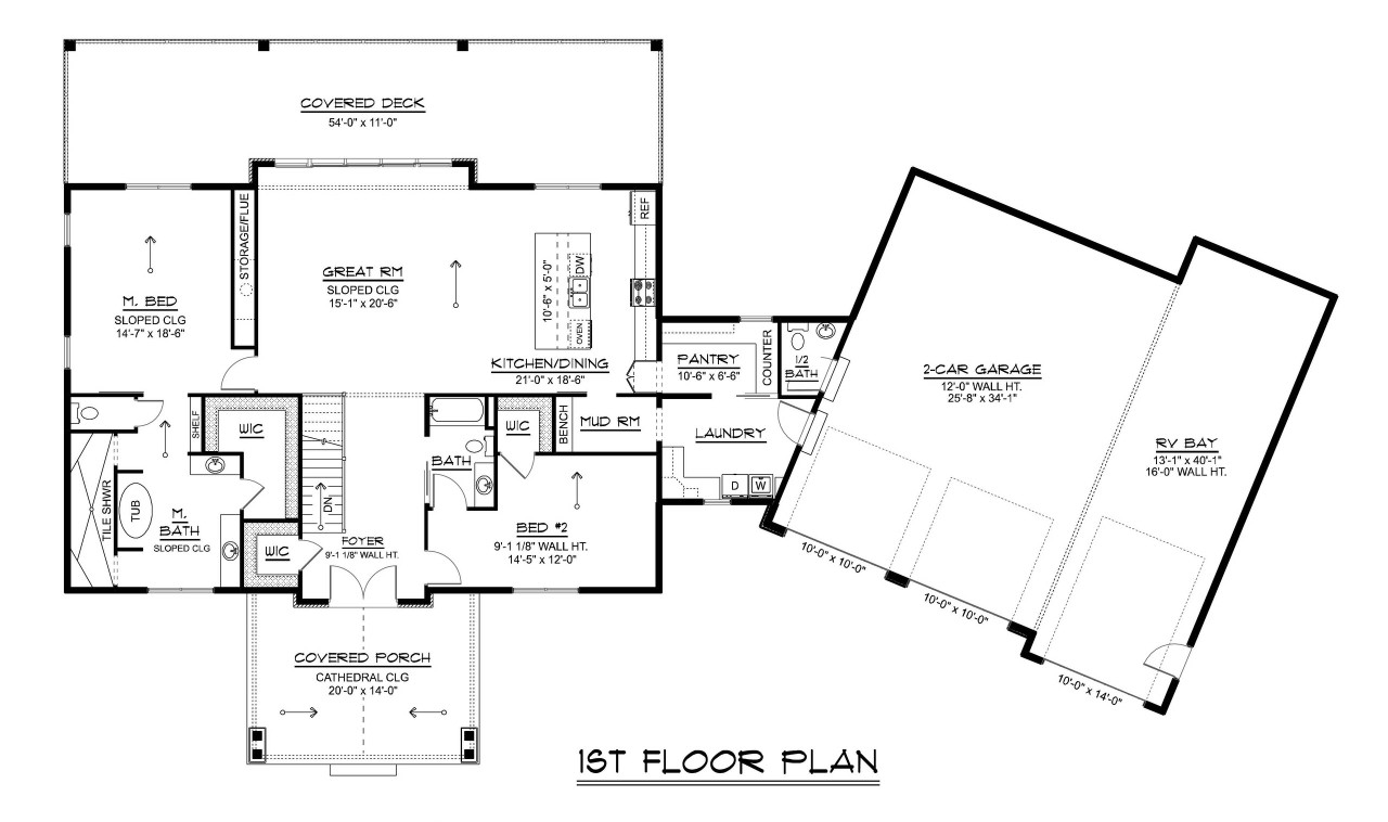 Modern House Plan - 44019 - 1st Floor Plan