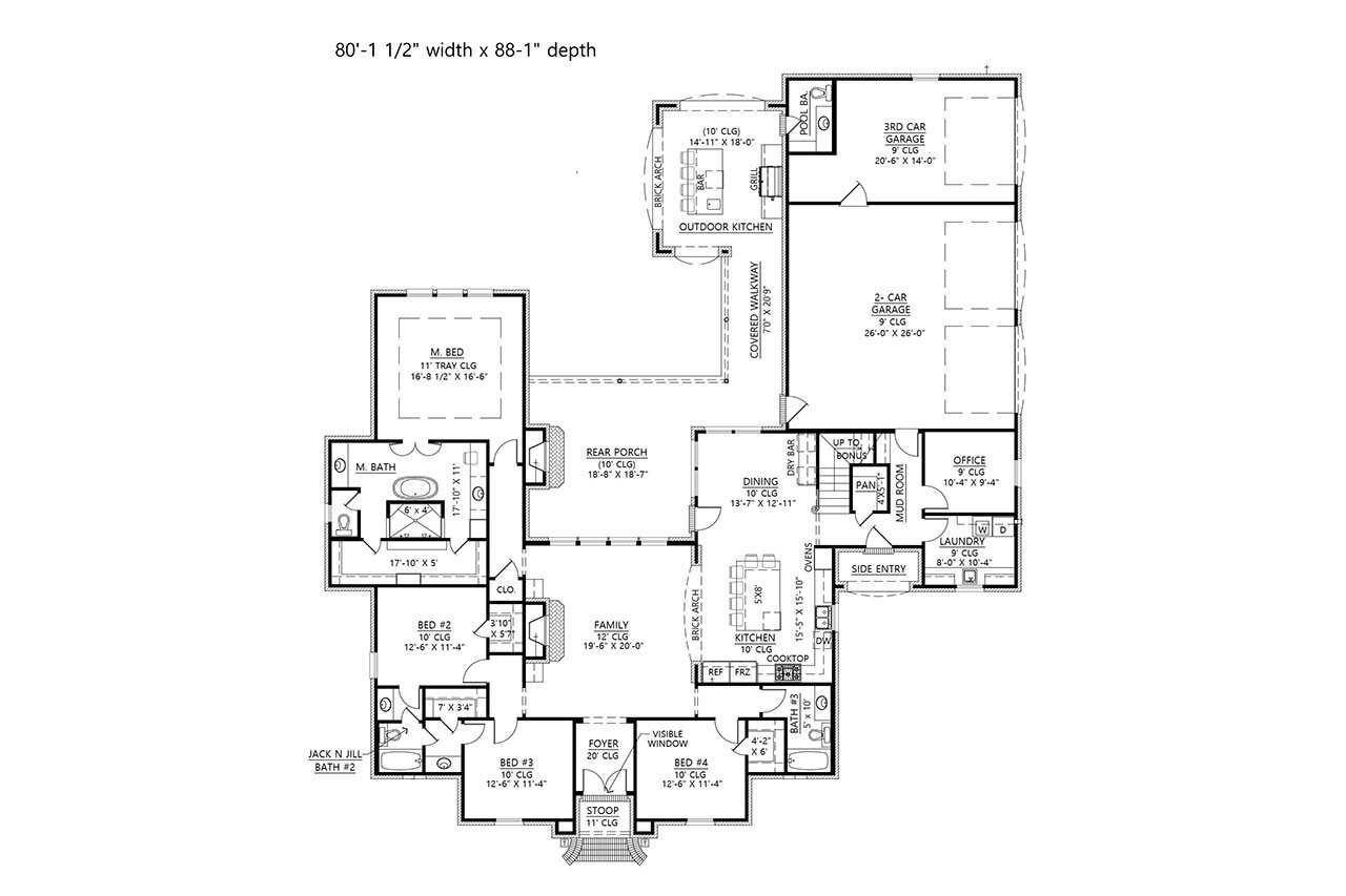 French Country House Plan - Francis 31576 - 1st Floor Plan