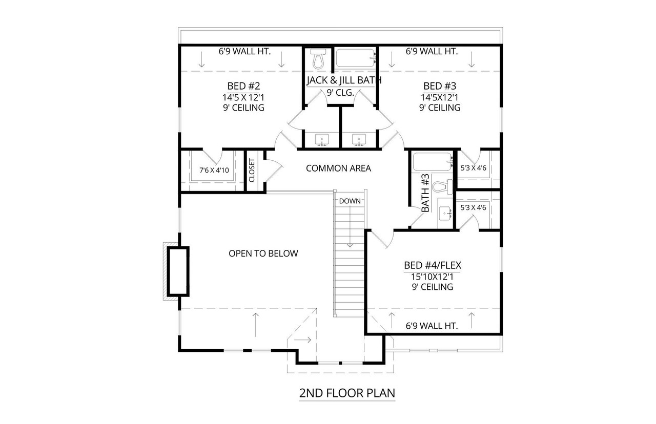 Secondary Image - Farmhouse House Plan - Columbia Heights 60718 - 2nd Floor Plan