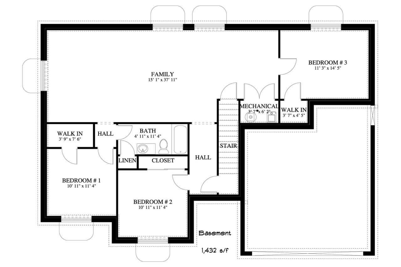 Traditional House Plan - Burfield 81429 - Basement Floor Plan