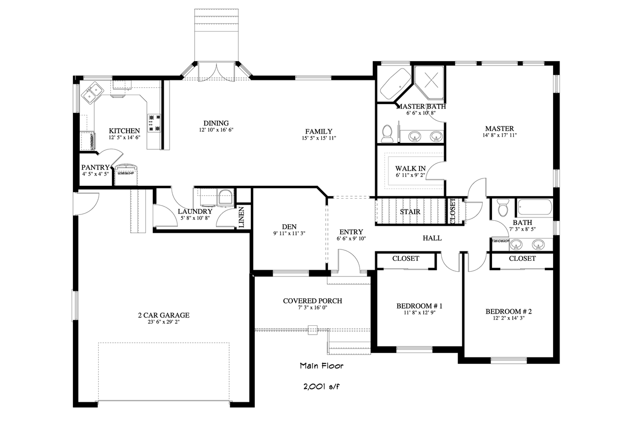 Ranch House Plan - Berry 49327 - 1st Floor Plan