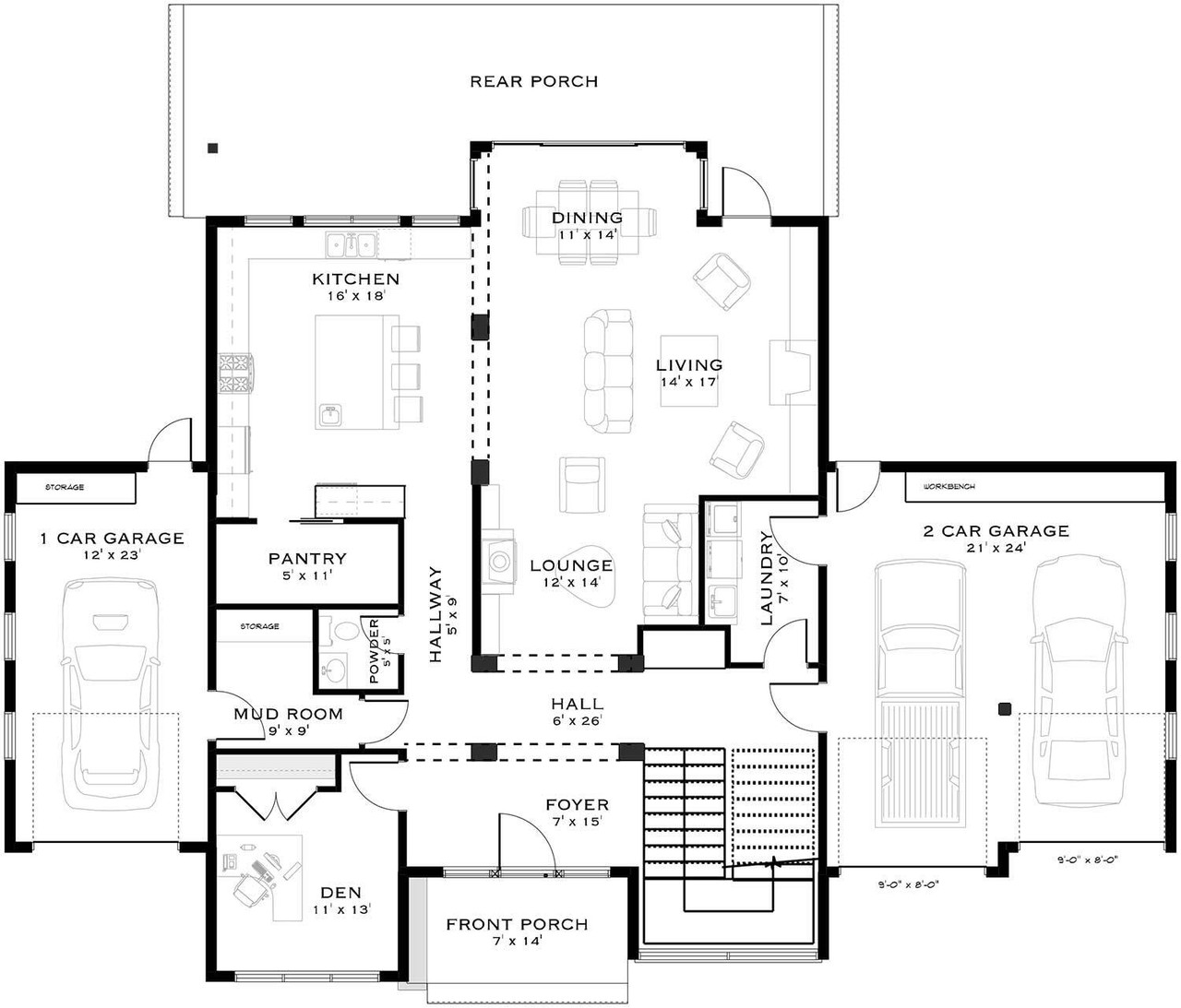Contemporary House Plan - Tower Estate 10612 - 1st Floor Plan