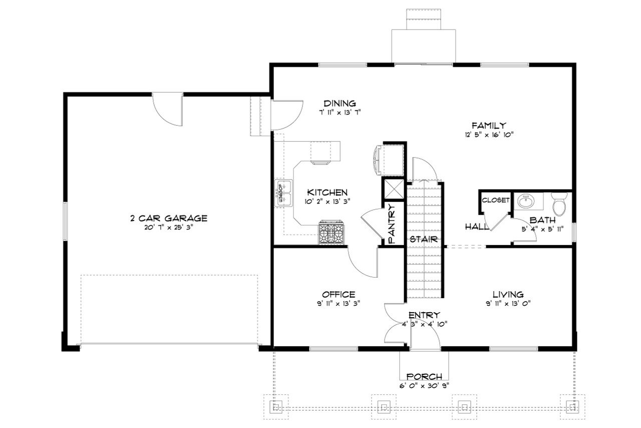 Country House Plan - Hertig 72564 - 1st Floor Plan