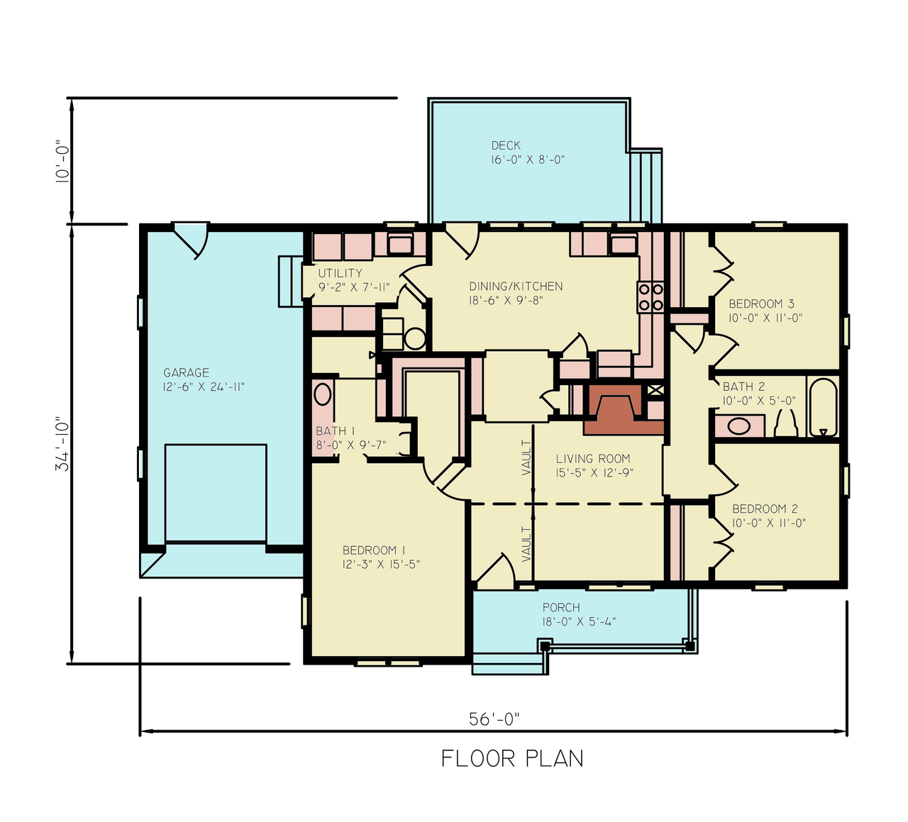 Cottage House Plan - Blues 2 51068 - 1st Floor Plan