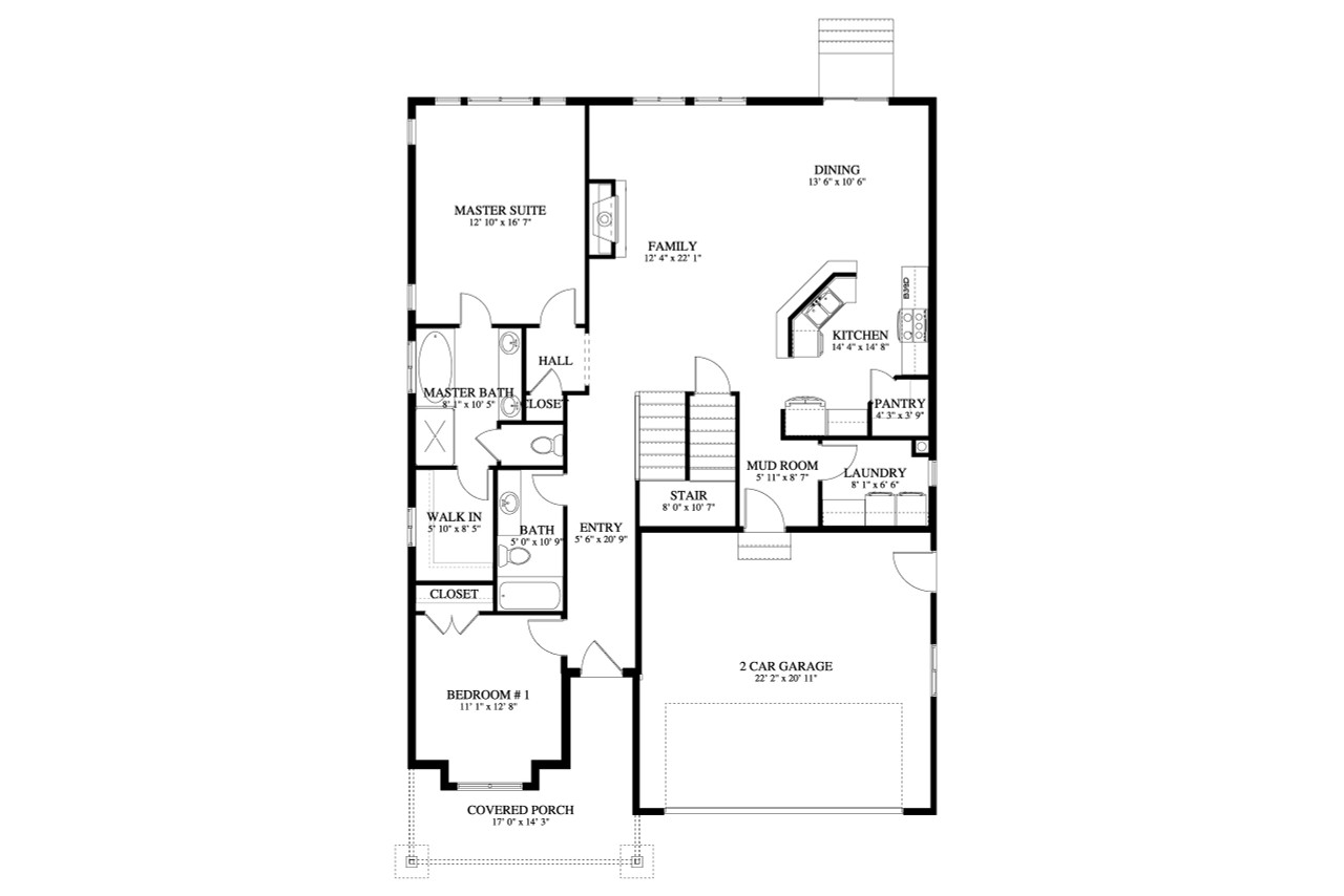 Craftsman House Plan - Dowdle 66287 - 1st Floor Plan