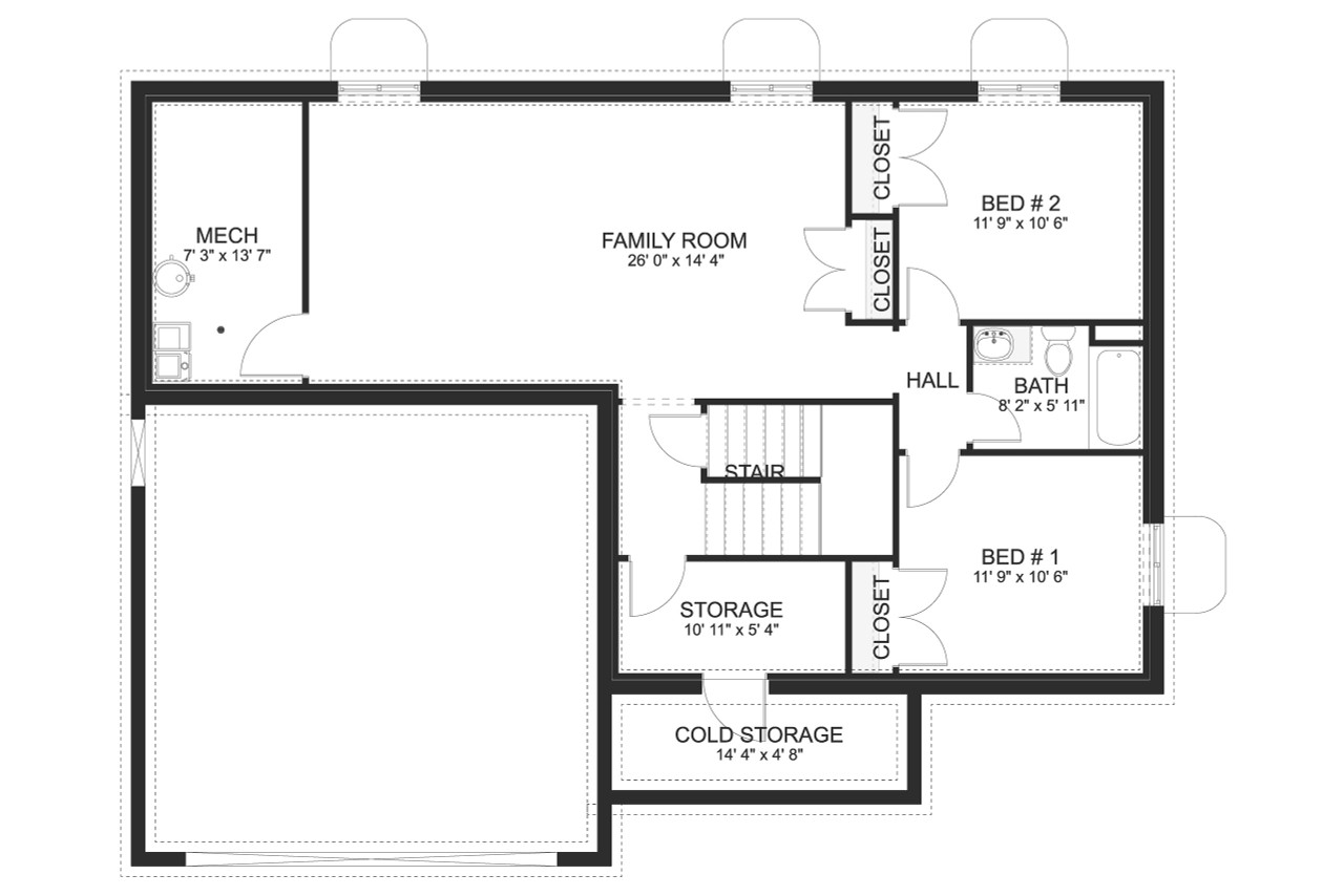 Traditional House Plan - Hortman 82474 - Basement Floor Plan