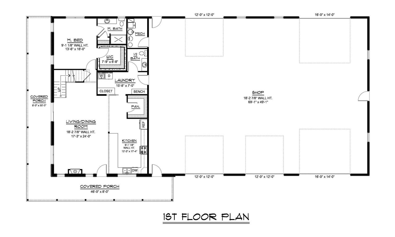 Traditional House Plan - 58983 - 1st Floor Plan