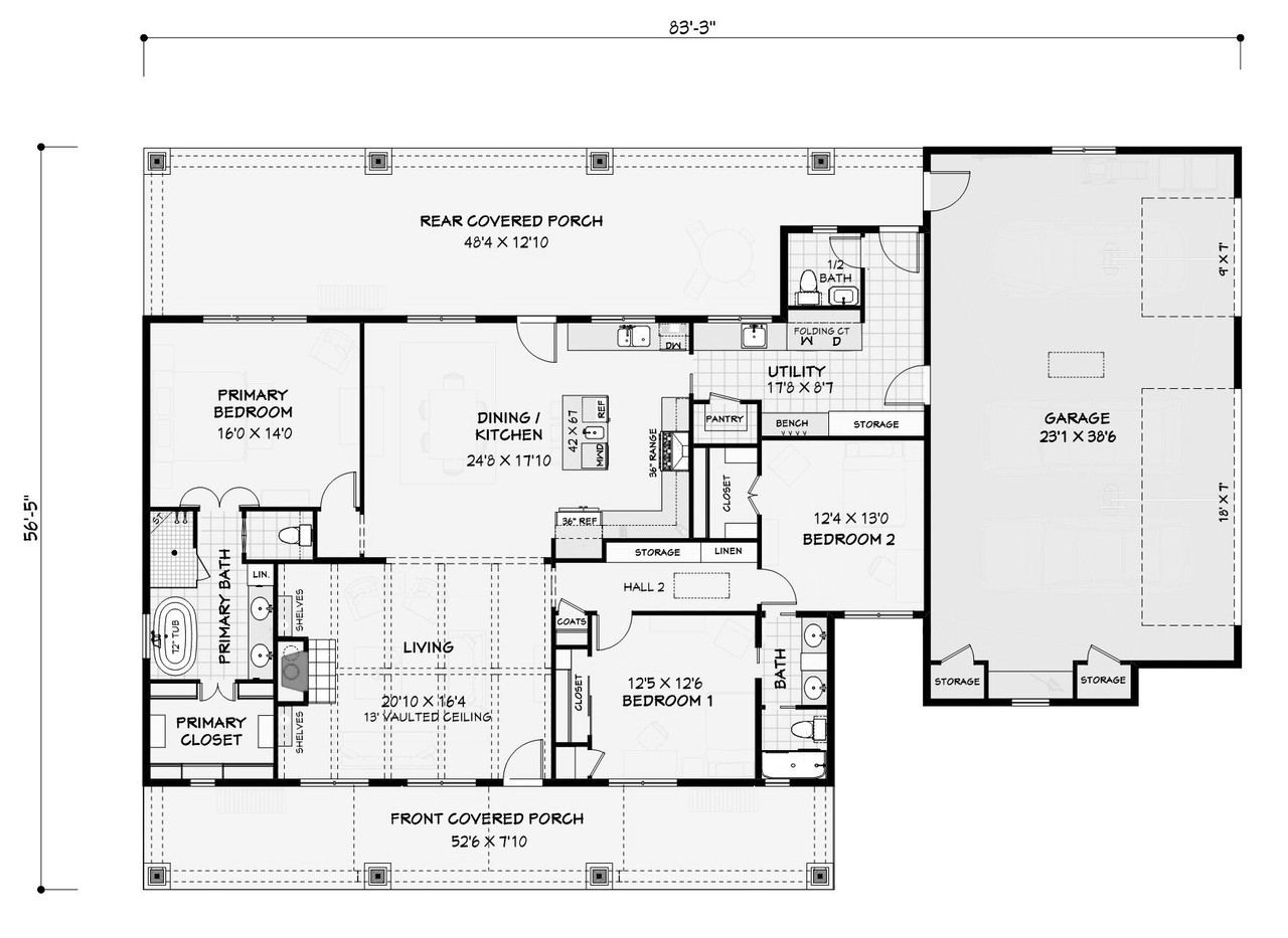 Farmhouse House Plan - 80481 - 1st Floor Plan