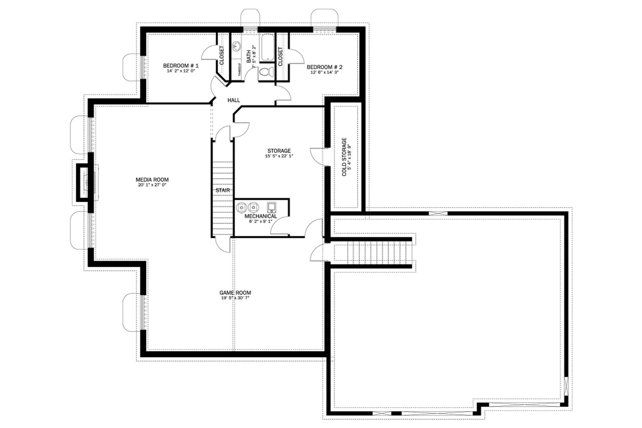 Ranch House Plan - Denison 52818 - Basement Floor Plan