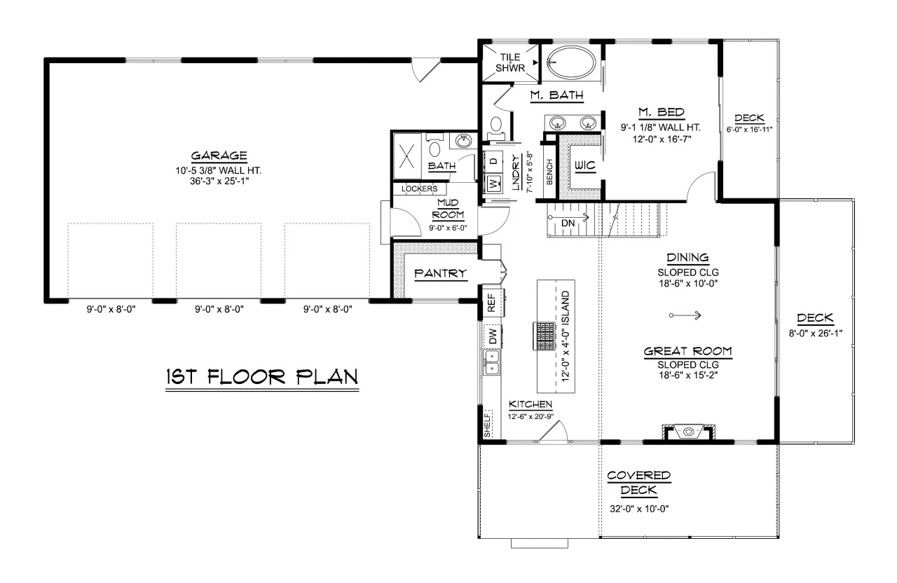 Contemporary House Plan - 74376 - 1st Floor Plan