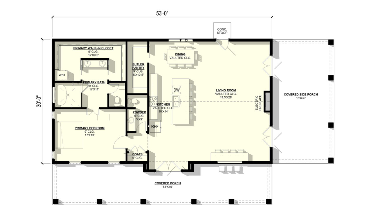 Country House Plan - Oleander 60584 - 1st Floor Plan