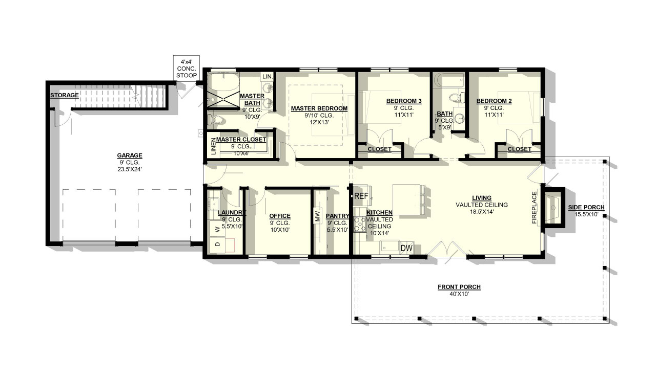 Country House Plan - Yarrow 80631 - 1st Floor Plan