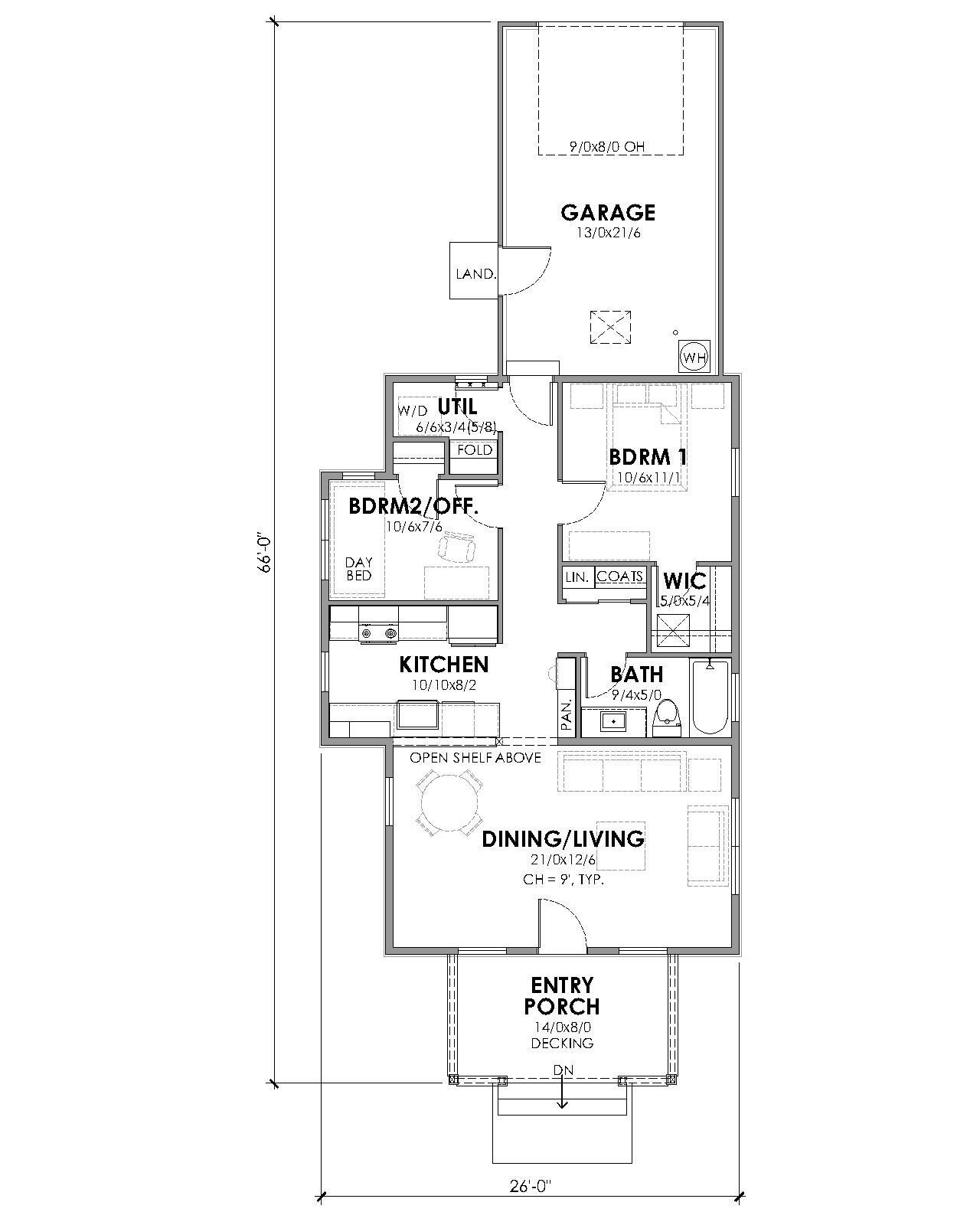 Bungalow House Plan - Amanda 45068 - 1st Floor Plan