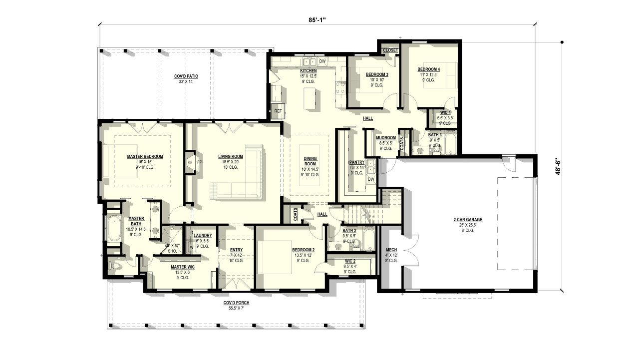 Country House Plan - Plan 2429 56561 - 1st Floor Plan
