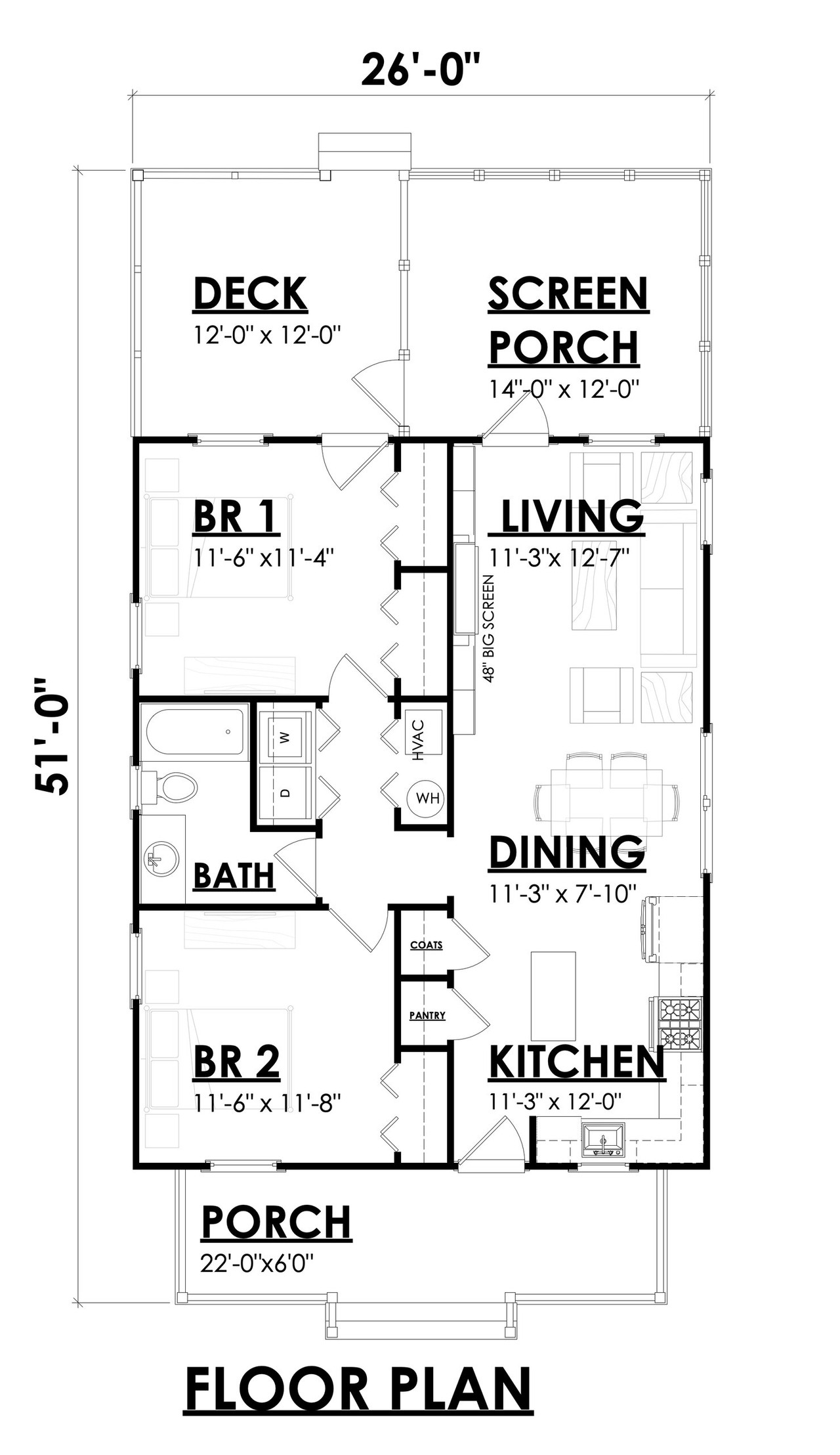 Bungalow House Plan - Spinner 97635 - 1st Floor Plan
