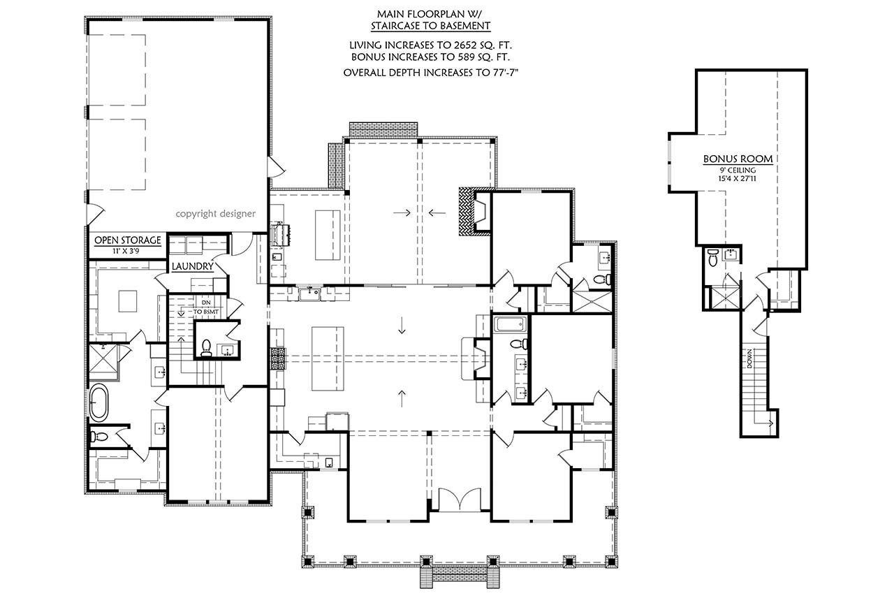 Farmhouse House Plan - Shadow Ridge 66767 - Basement Floor Plan