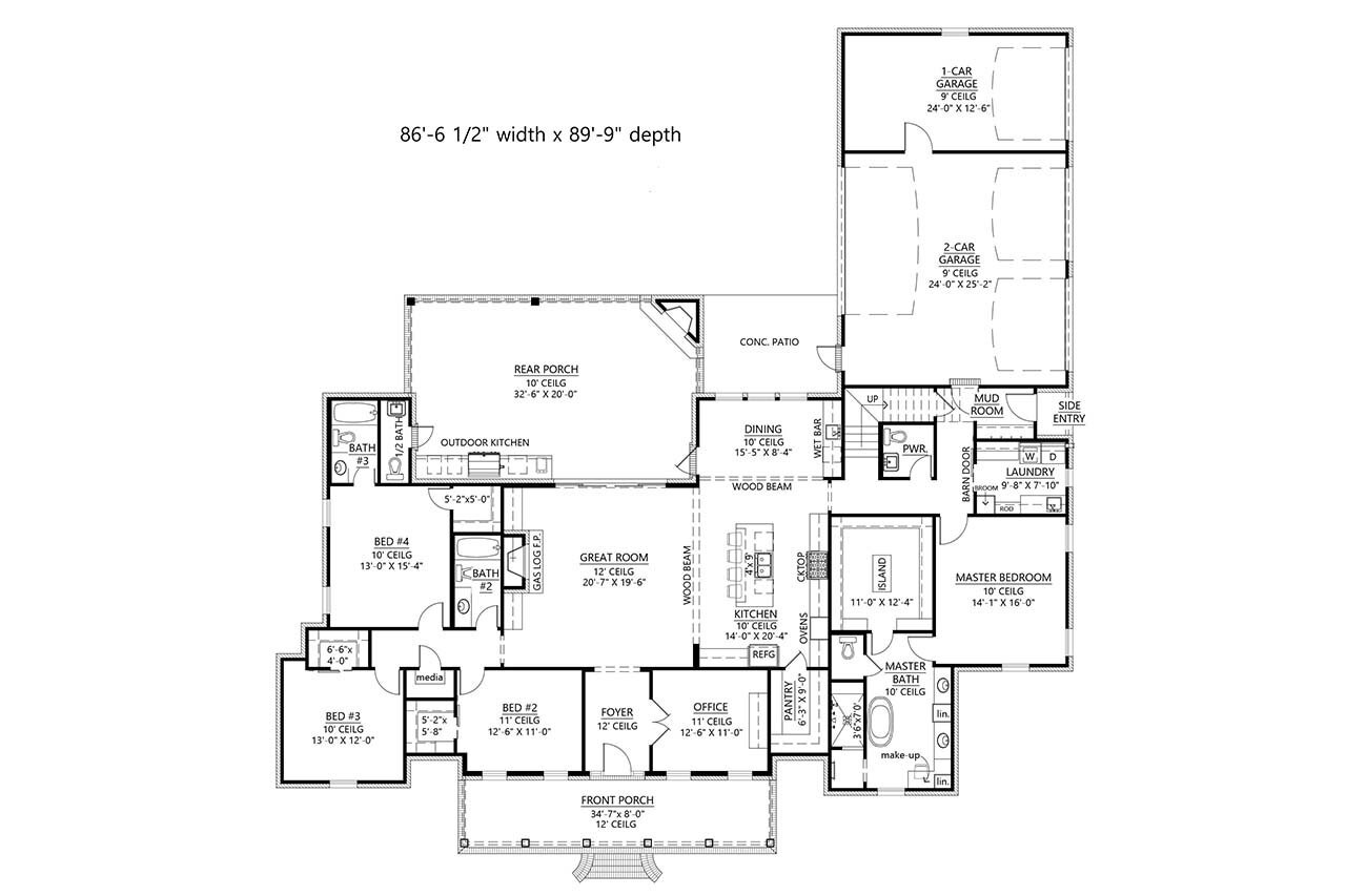 French Country House Plan - Fox Trot 16584 - 1st Floor Plan