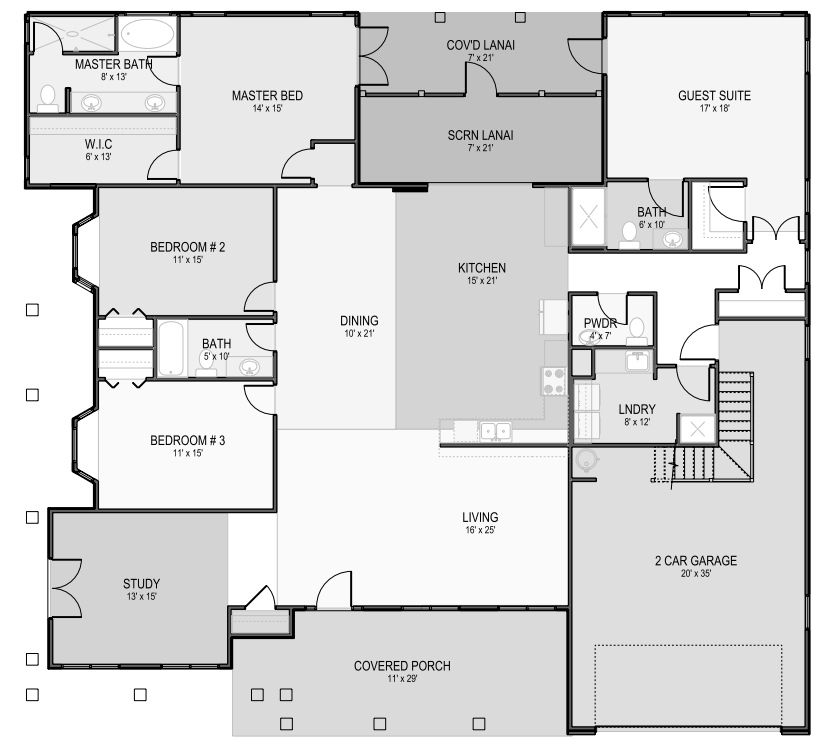 Traditional House Plan - Fishers Island 33868 - 1st Floor Plan
