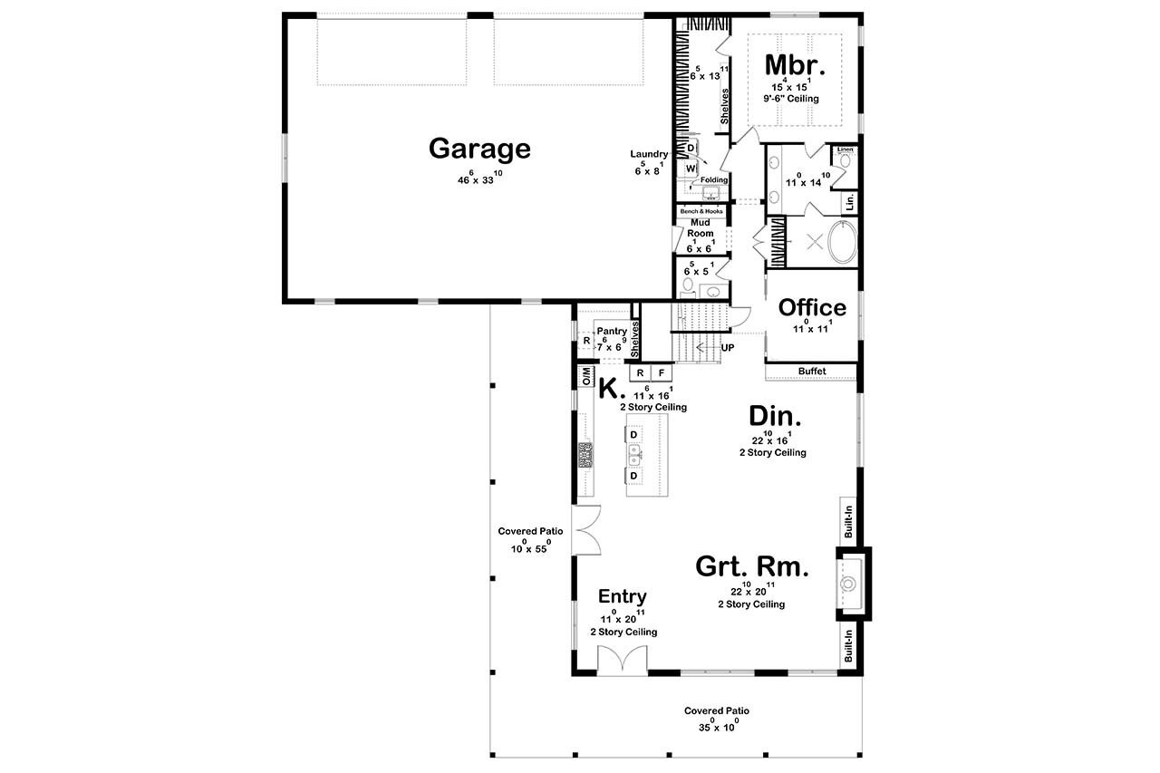 Country House Plan - River Oaks 84909 - 1st Floor Plan