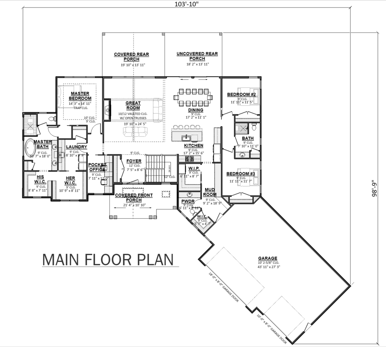 Ranch House Plan - 55070 - 1st Floor Plan