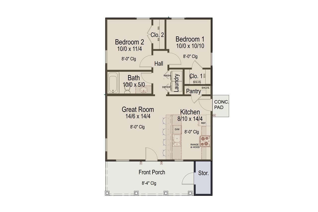 Cottage House Plan - Hickory Creek Cottage 77346 - 1st Floor Plan