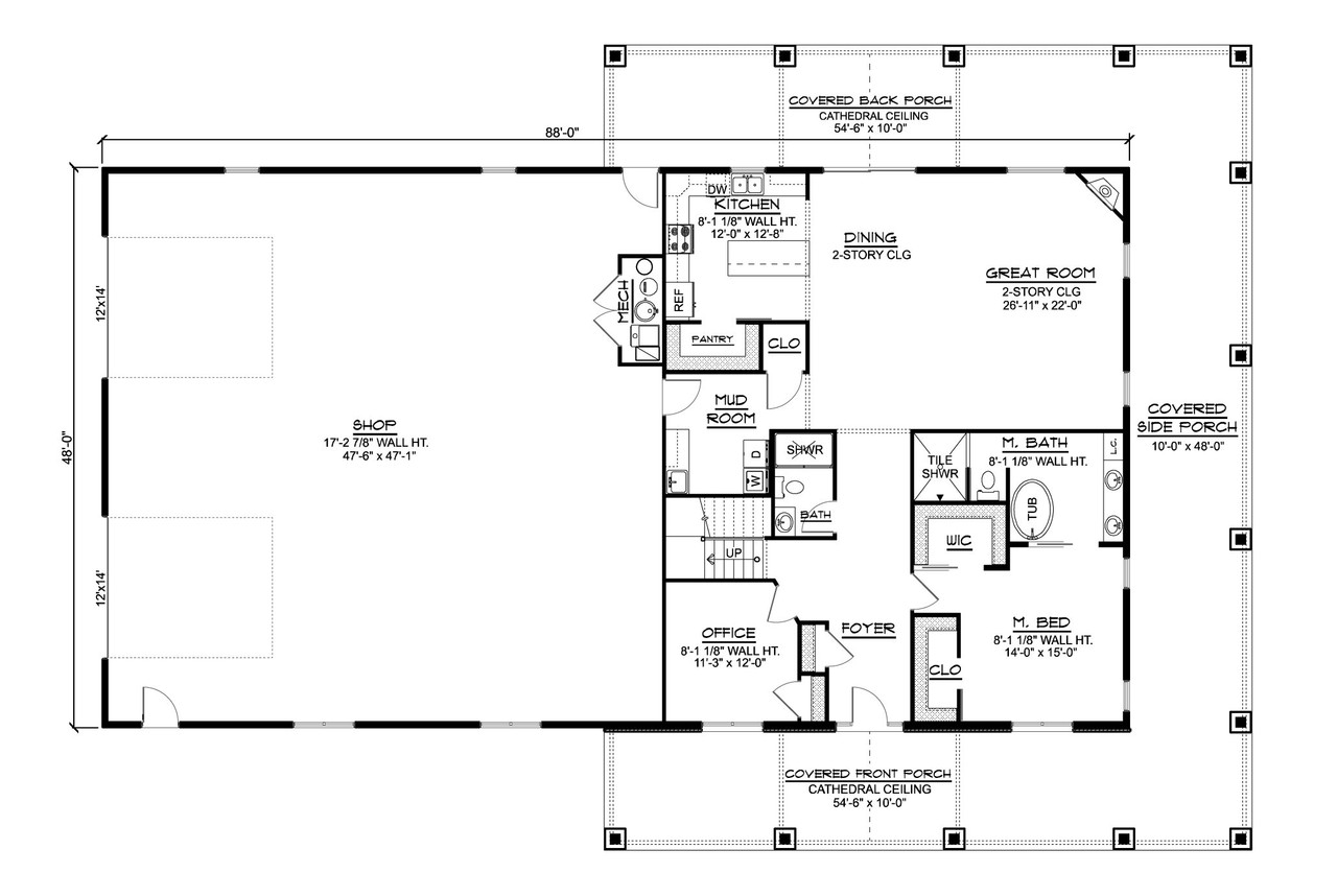 Country House Plan - 63891 - 1st Floor Plan