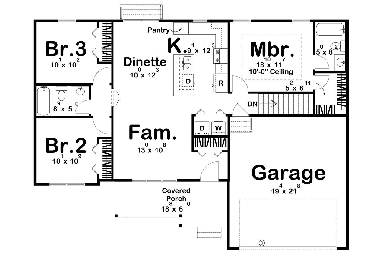 Traditional House Plan - Woodman 36386 - 1st Floor Plan