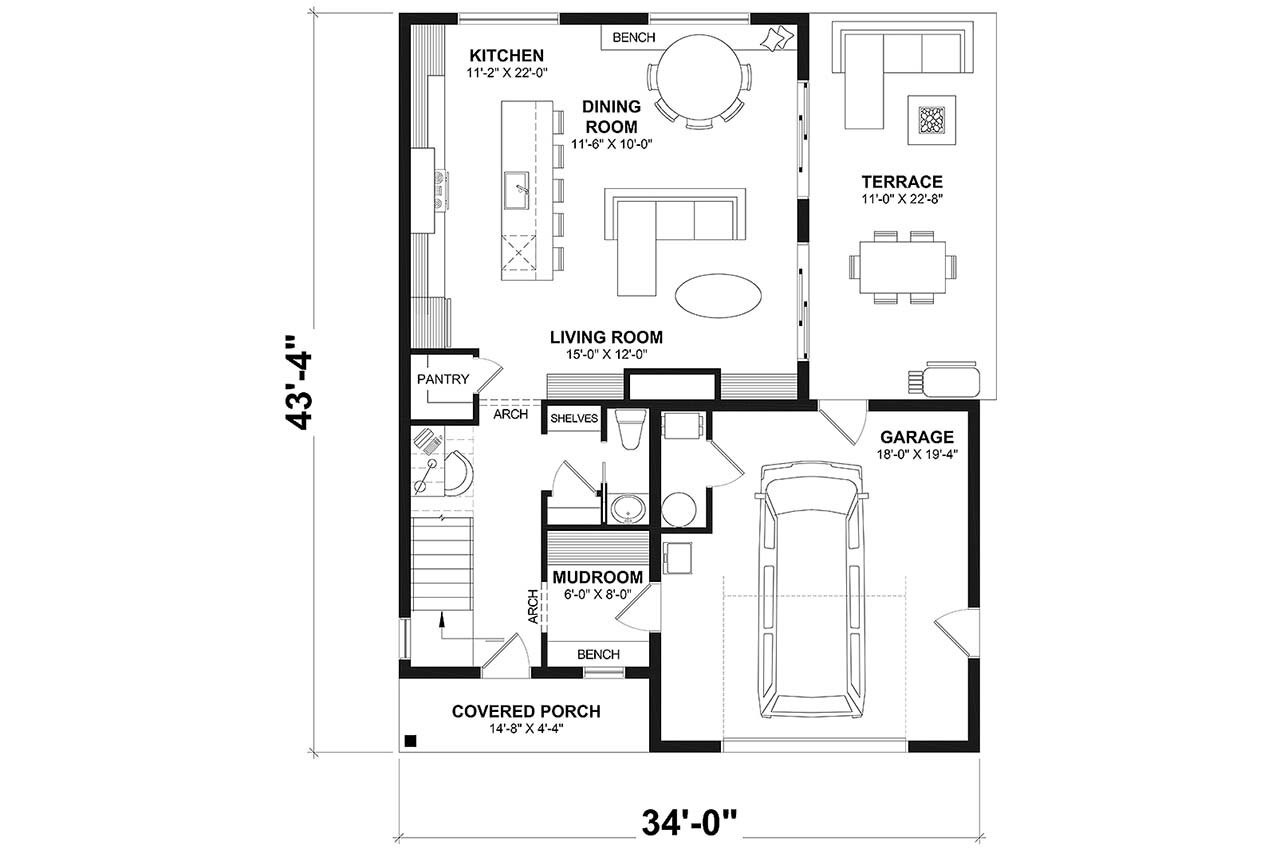 Farmhouse House Plan - West Coast 2 20275 - 1st Floor Plan