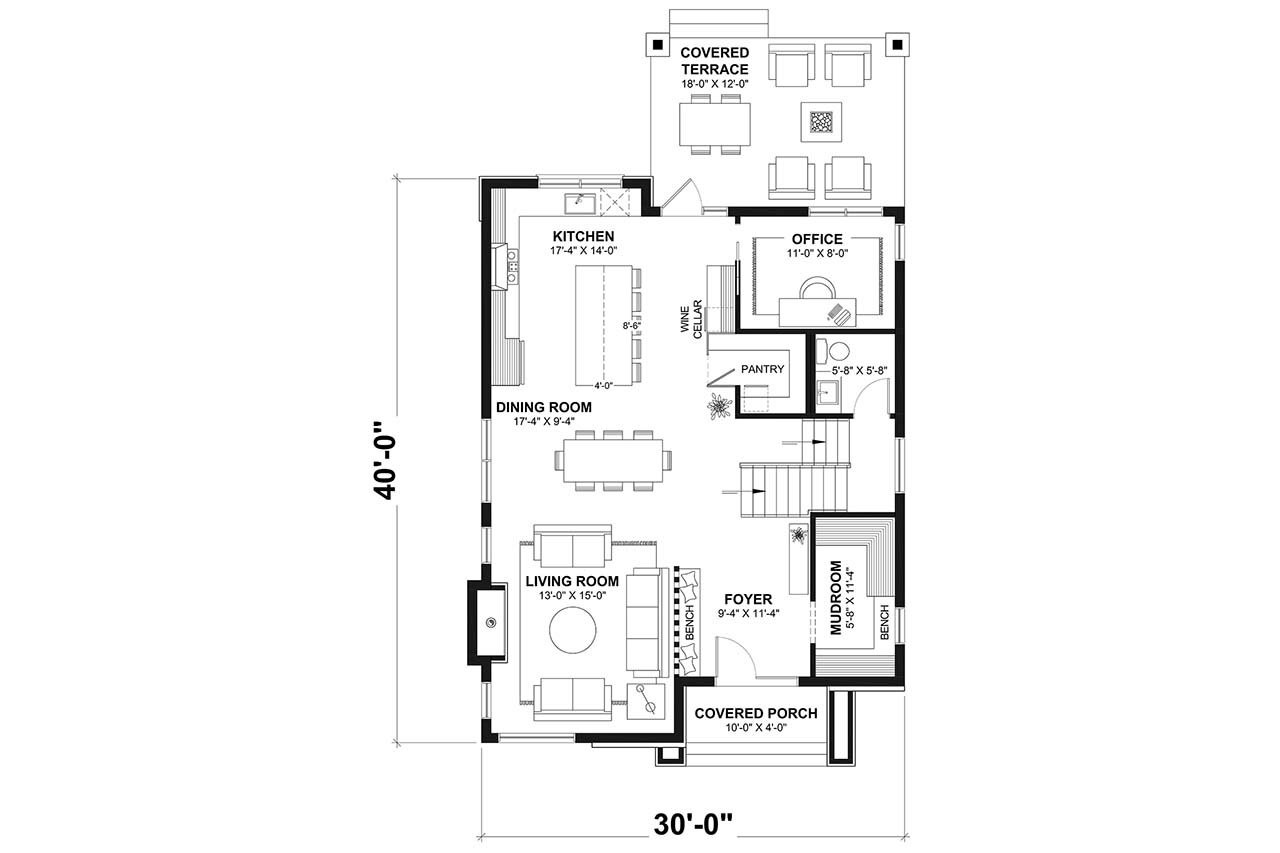 Modern House Plan - Tiago 78611 - 1st Floor Plan