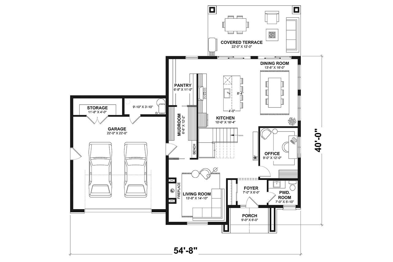 Farmhouse House Plan - Dumont 2 52487 - 1st Floor Plan