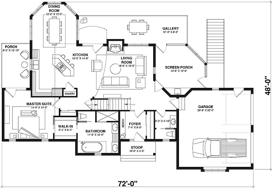 Cape Cod House Plan - Copeland 31012 - 1st Floor Plan