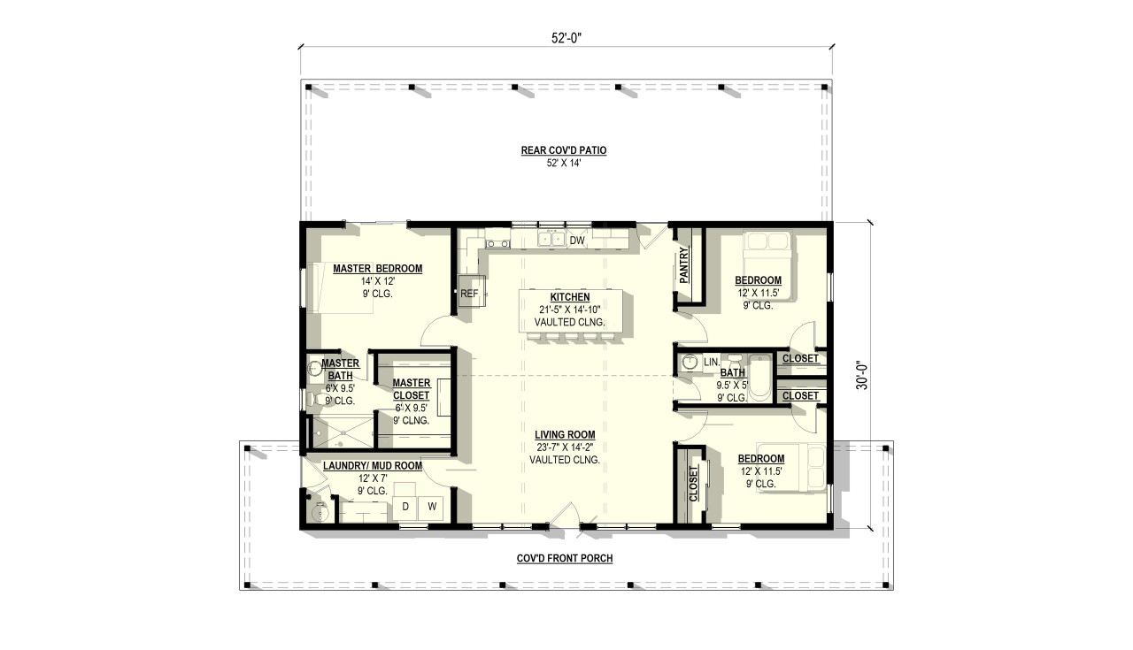 Ranch House Plan - Ponderosa Pine 51090 - 1st Floor Plan
