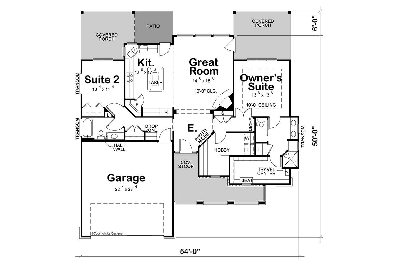 Ranch House Plan - Crocket 27522 - 1st Floor Plan
